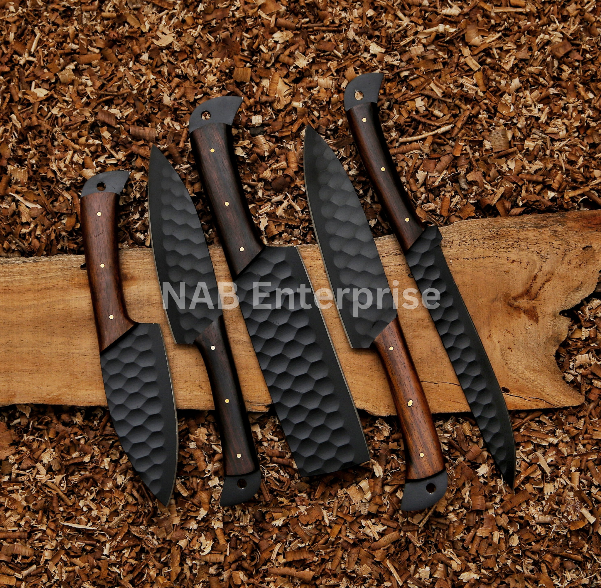 Carbon Steel Chef Set, BBQ Chef Set Hand Forged Chef Knives