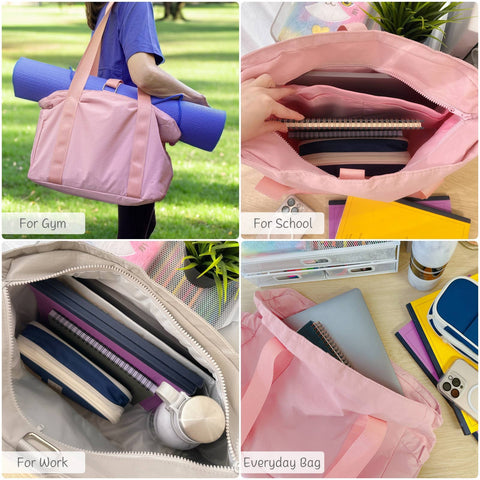 Wrapables Yoga Tote Bag, Gym, Work, Overnight, Travel Bag: Black