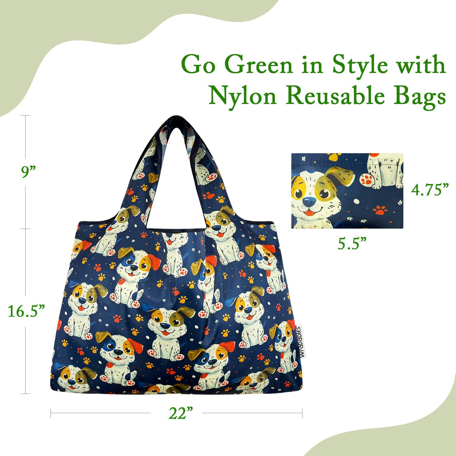 Wrapables Large Nylon Reusable Shopping Bag: Rainbow Butterflies