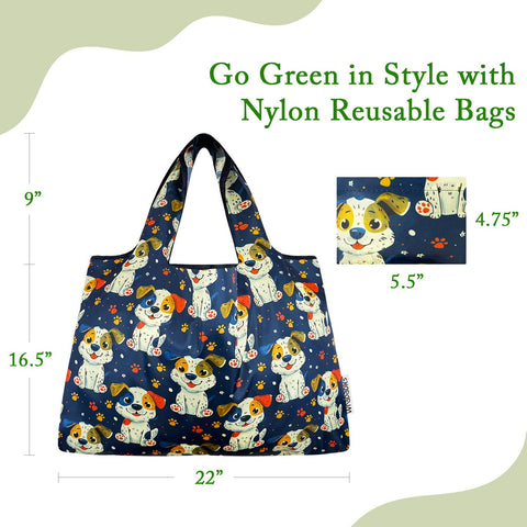 Wrapables Large Nylon Reusable Shopping Bag: Rainbow Butterflies