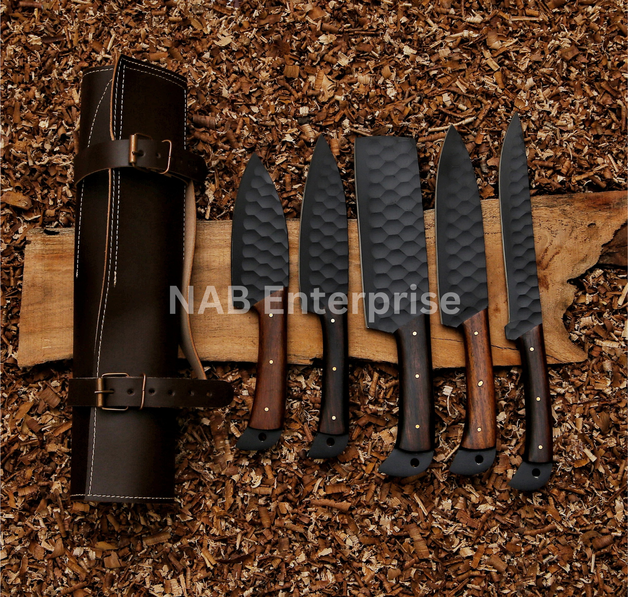 Carbon Steel Chef Set, BBQ Chef Set Hand Forged Chef Knives