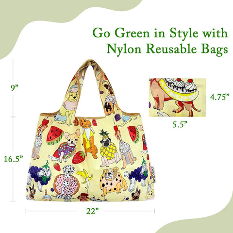 Wrapables Large Nylon Reusable Shopping Bag: Rainbow Butterflies