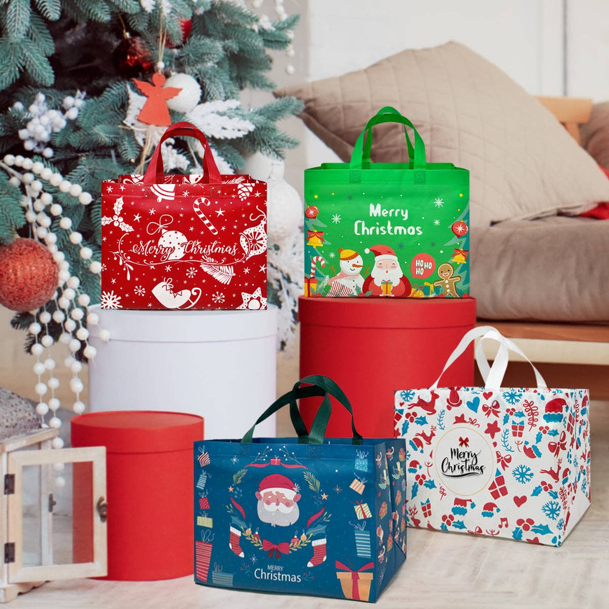 Wrapables Non-Woven Reusable Christmas Holidays Gift Bags: Christmas Holidays