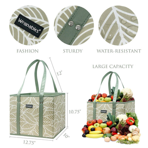 Wrapables 3Pk Heavy Duty Reusable Grocery Bags: Navy