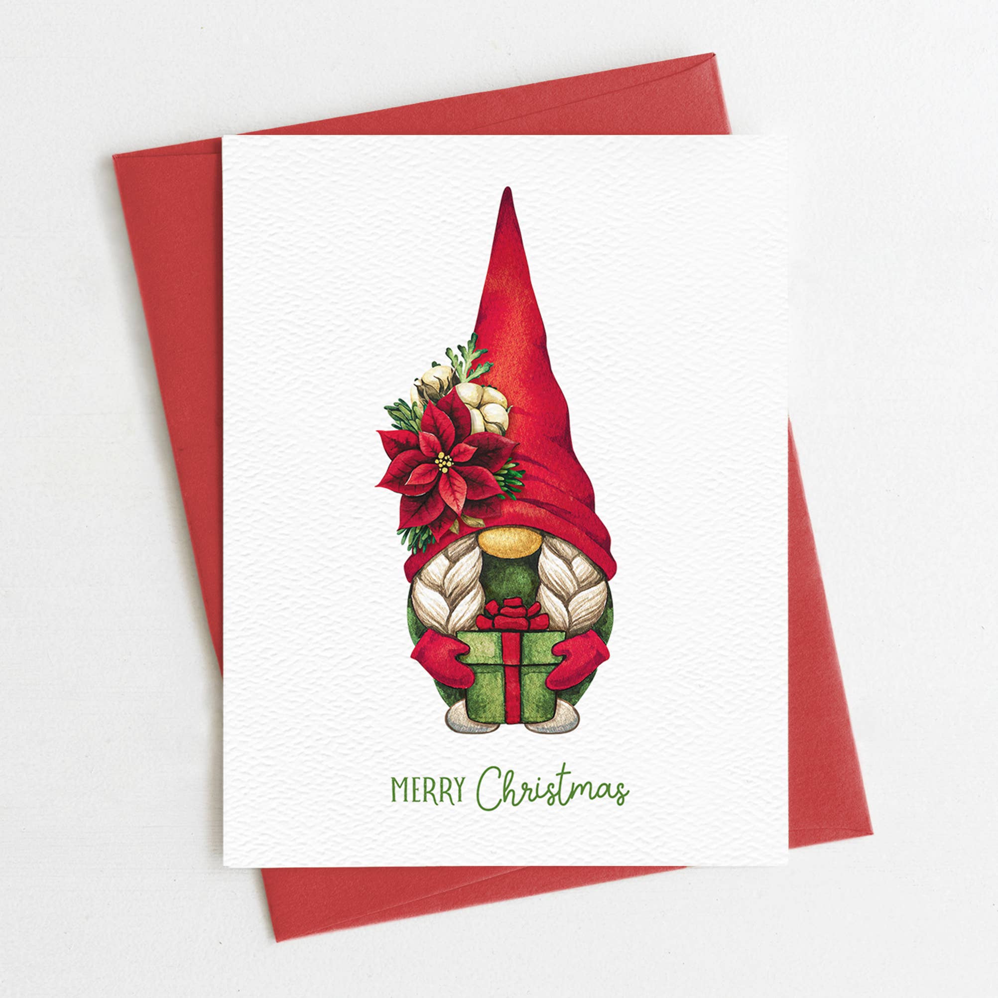 Merry Christmas Gnome Card, Cute Christmas Card, Gnomes