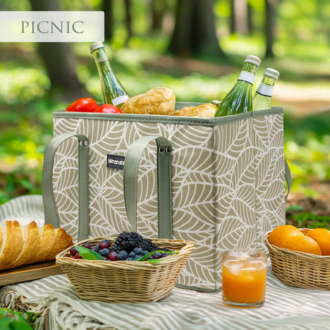 Wrapables 3Pk Heavy Duty Reusable Grocery Bags: Gray