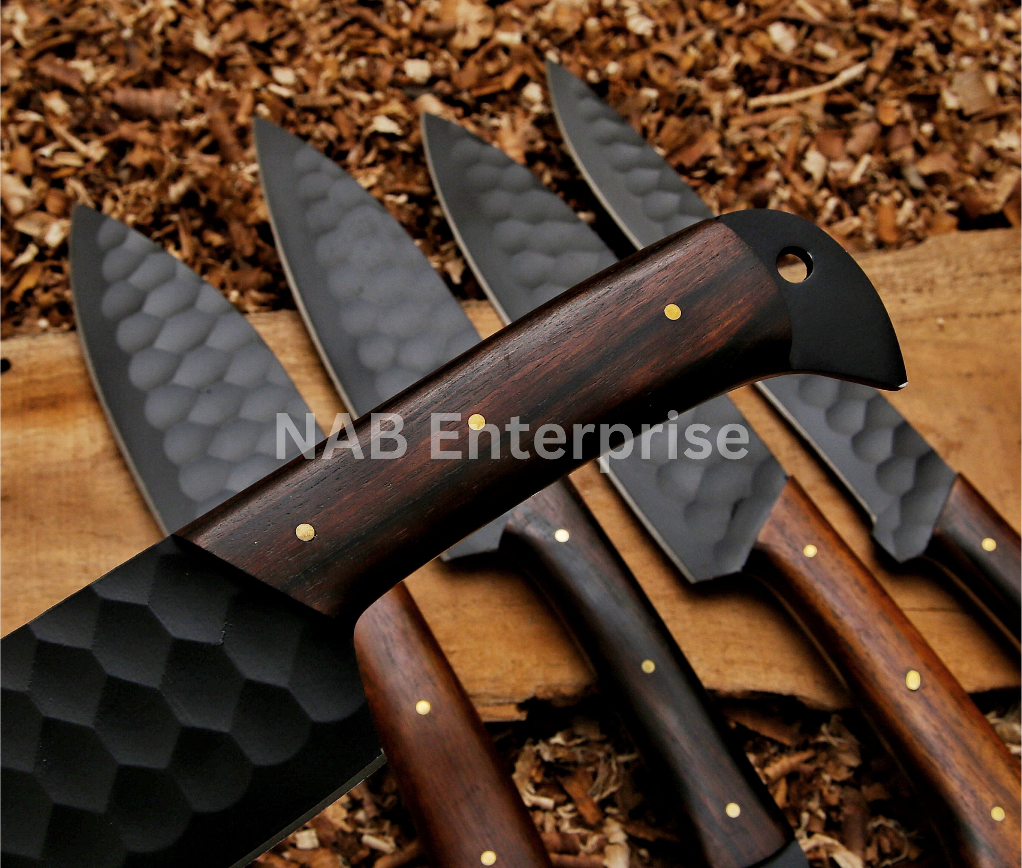 Carbon Steel Chef Set, BBQ Chef Set Hand Forged Chef Knives