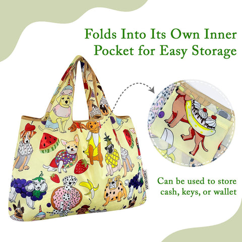 Wrapables Large Nylon Reusable Shopping Bag: Rainbow Butterflies