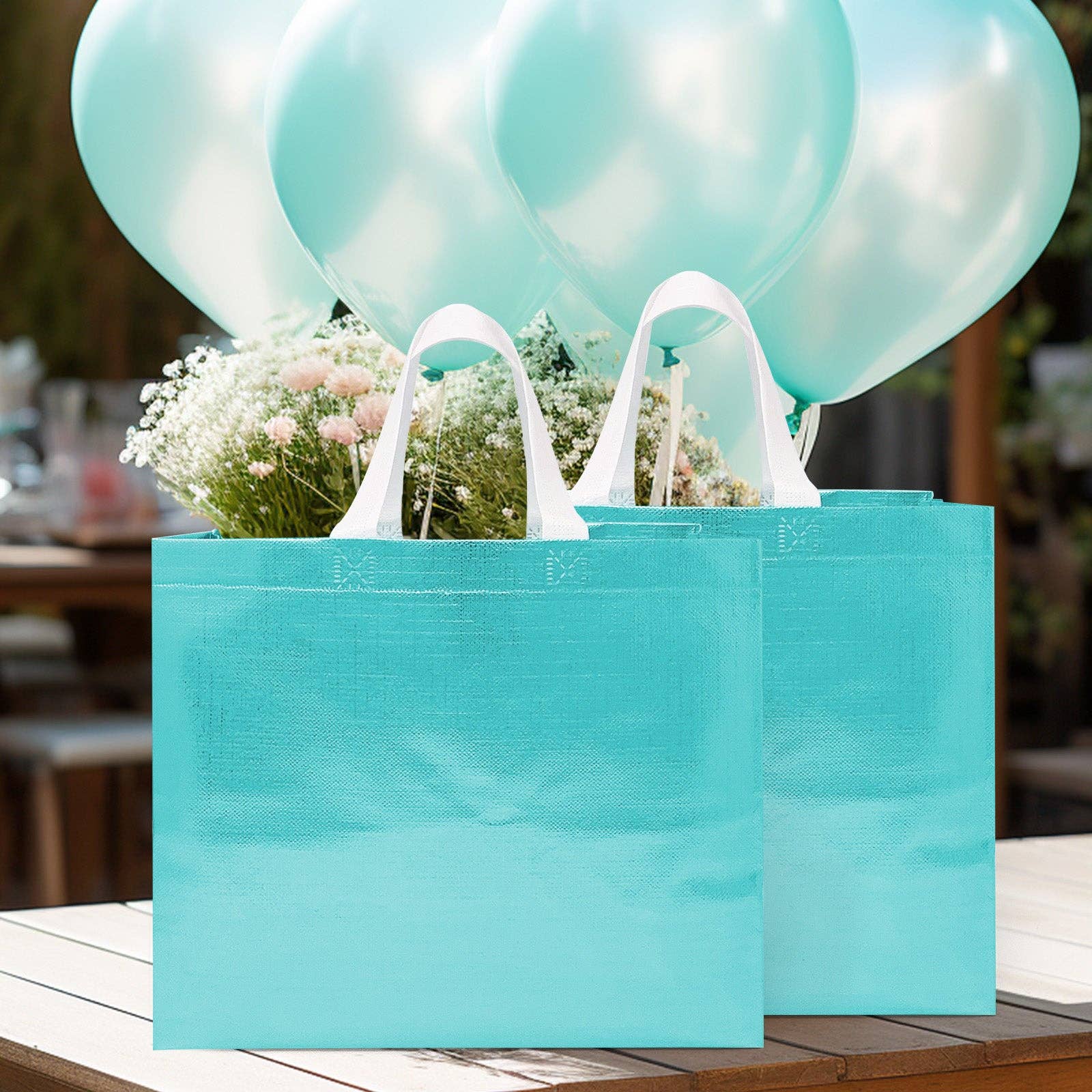 Wrapables Glossy Non-Woven Reusable Gift Bags with Handles: Rose Gold1