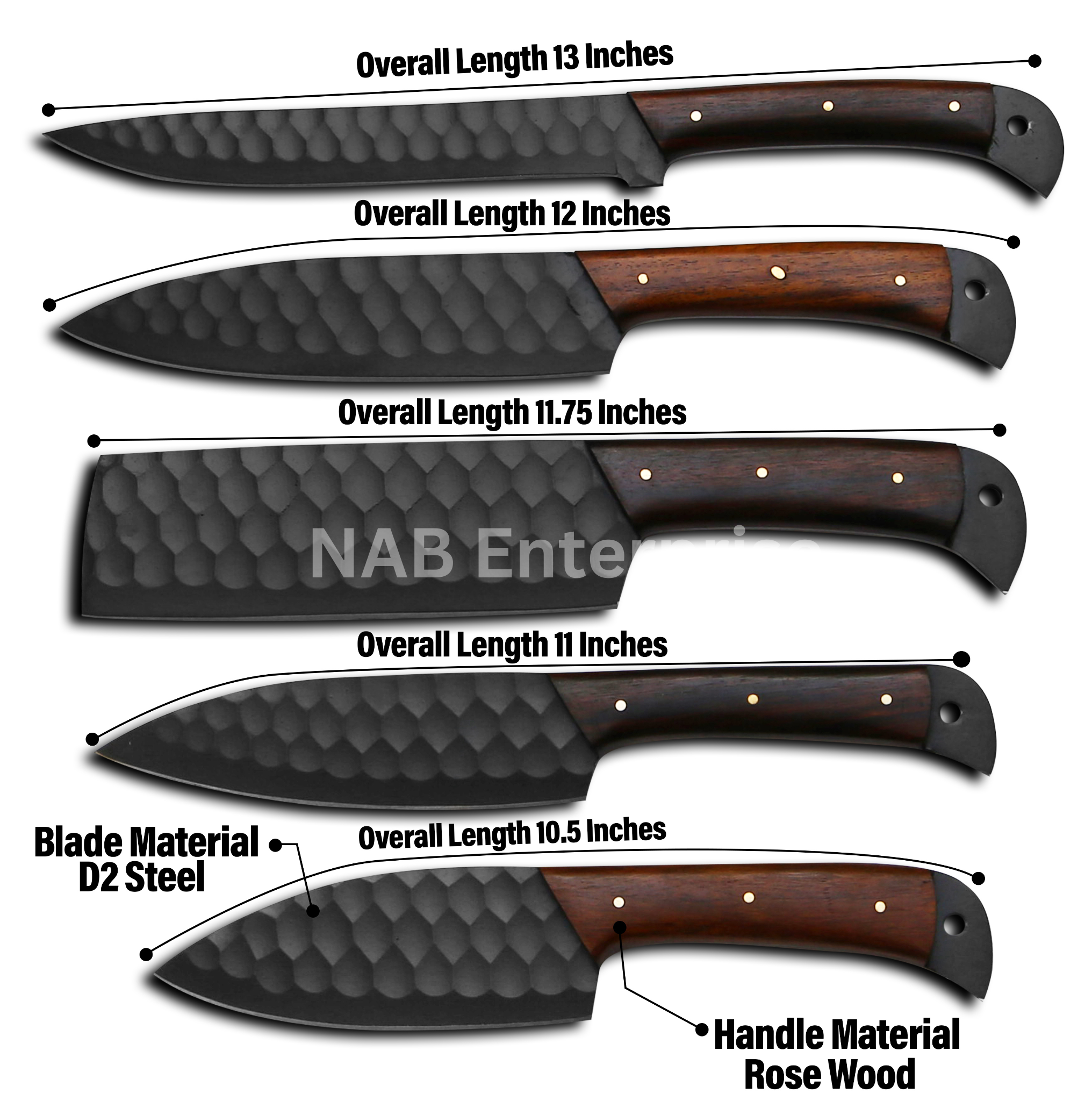 Carbon Steel Chef Set, BBQ Chef Set Hand Forged Chef Knives