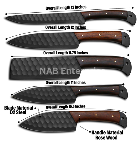 Carbon Steel Chef Set, BBQ Chef Set Hand Forged Chef Knives
