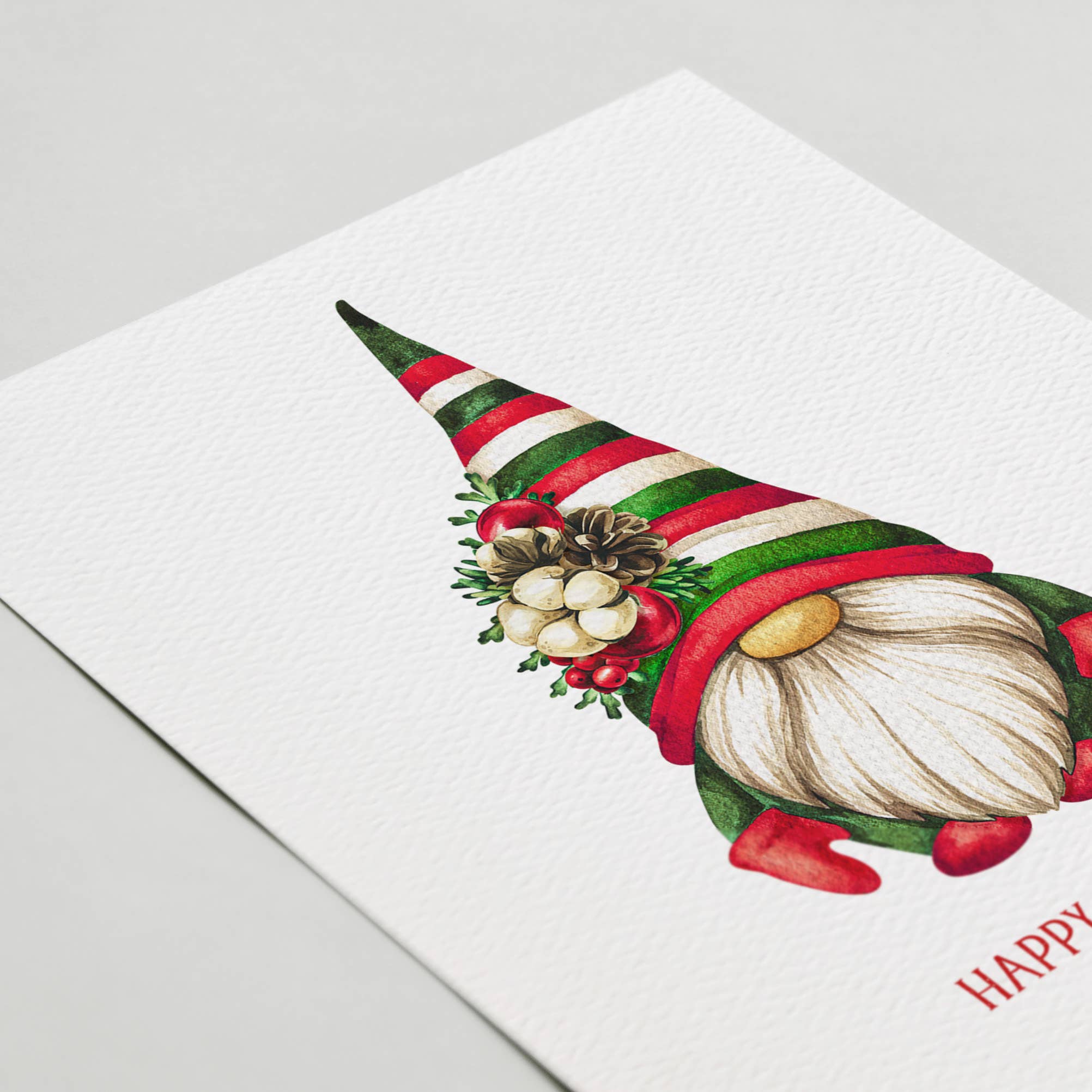 Happy Holidays Gnome Card, Cute Christmas Card, Gnomes