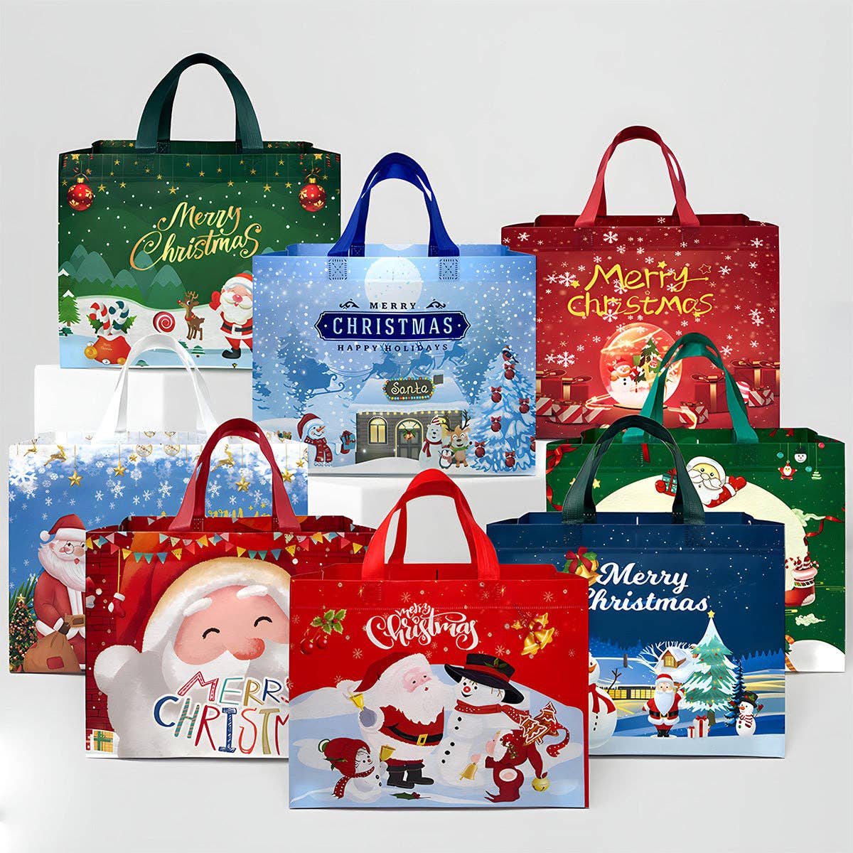 Wrapables Non-Woven Reusable Christmas Holidays Gift Bags: Christmas Holidays