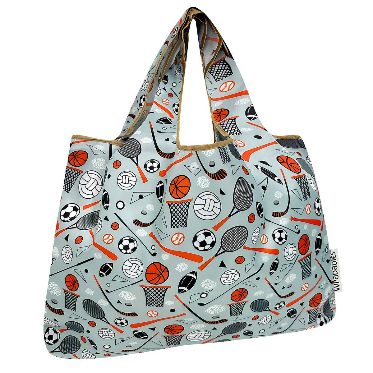 Wrapables Large Foldable Tote Nylon Reusable Grocery Bags: Sporty
