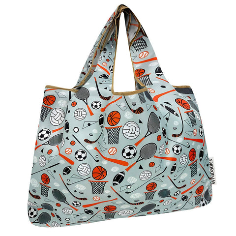 Wrapables Large Foldable Tote Nylon Reusable Grocery Bags: Sporty