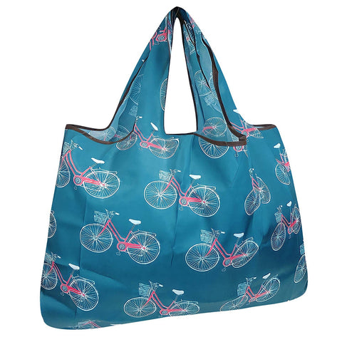 Wrapables Eco-Friendly Large Nylon Reusable Shopping Bag: Biycycles