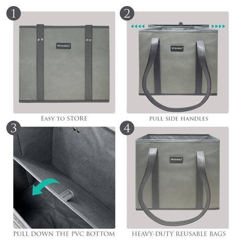 Wrapables 3Pk Heavy Duty Reusable Grocery Bags: Navy