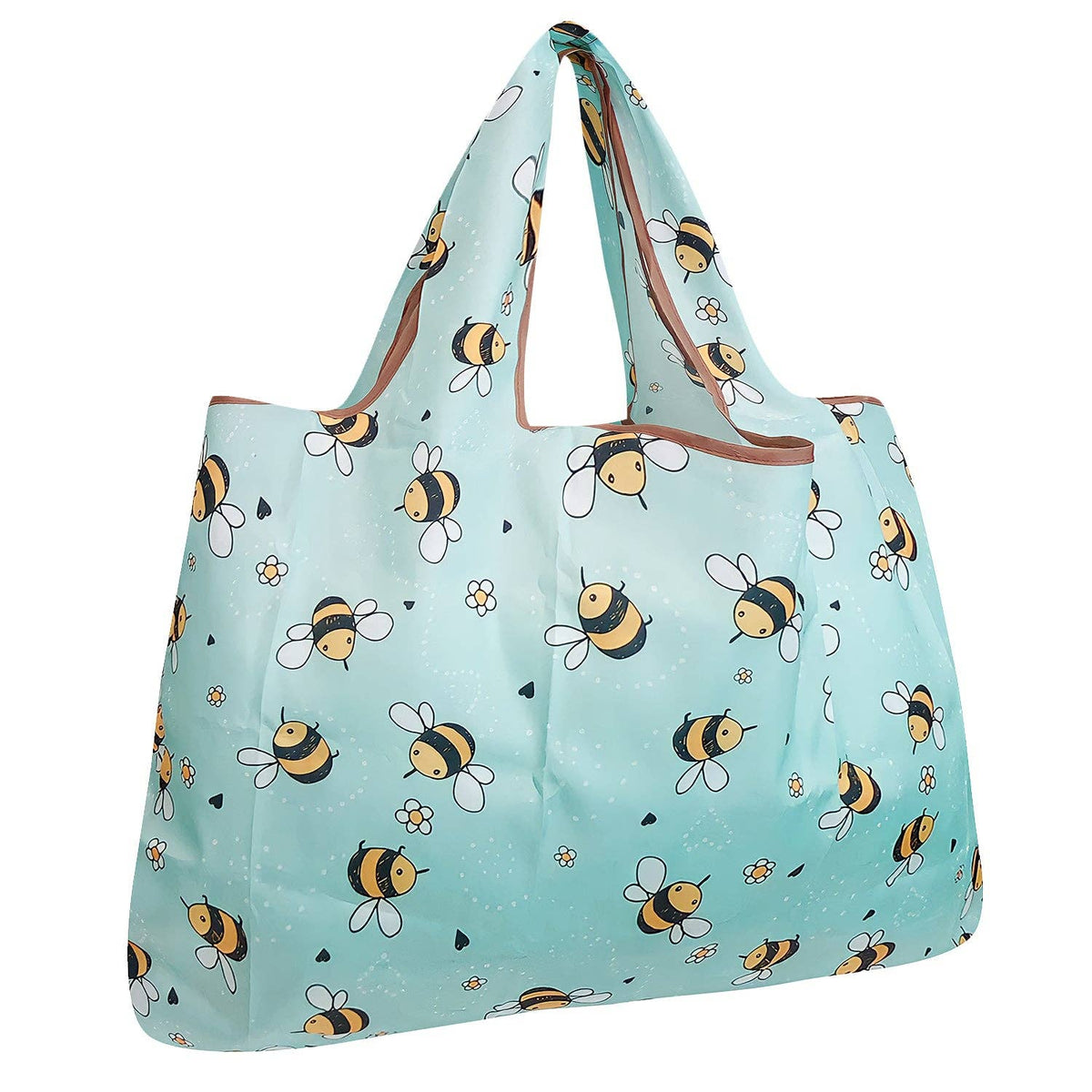 Wrapables Eco-Friendly Large Nylon Reusable Shopping Bag: Bumble Bees