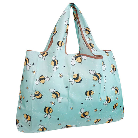 Wrapables Eco-Friendly Large Nylon Reusable Shopping Bag: Bumble Bees