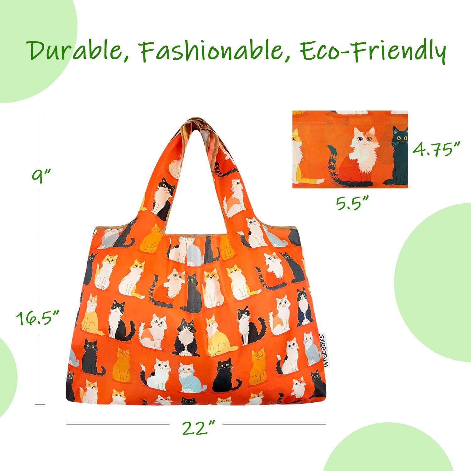 Wrapables Large Nylon Reusable Shopping Bag: Rainbow Butterflies