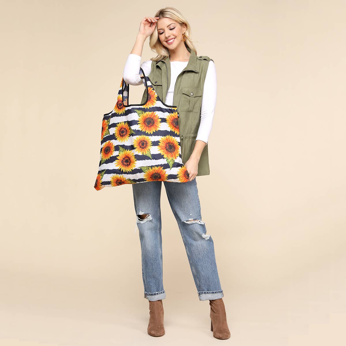 JUMBO Sunflower - Reusable Grocery/Shopping Tote Bag
